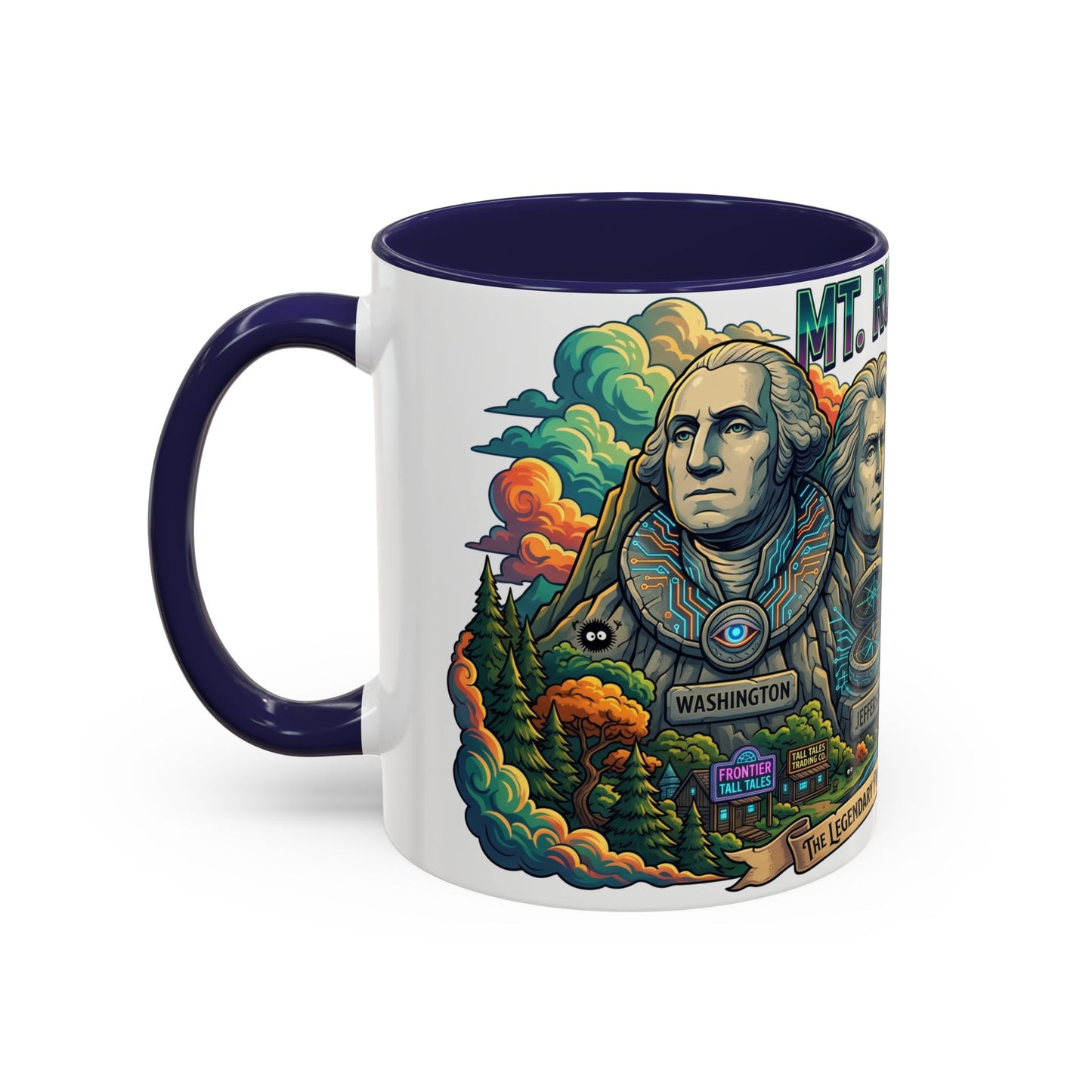 Mt. Rushmore Illustrated Accent Coffee Mug — Patriotic Presidents Art