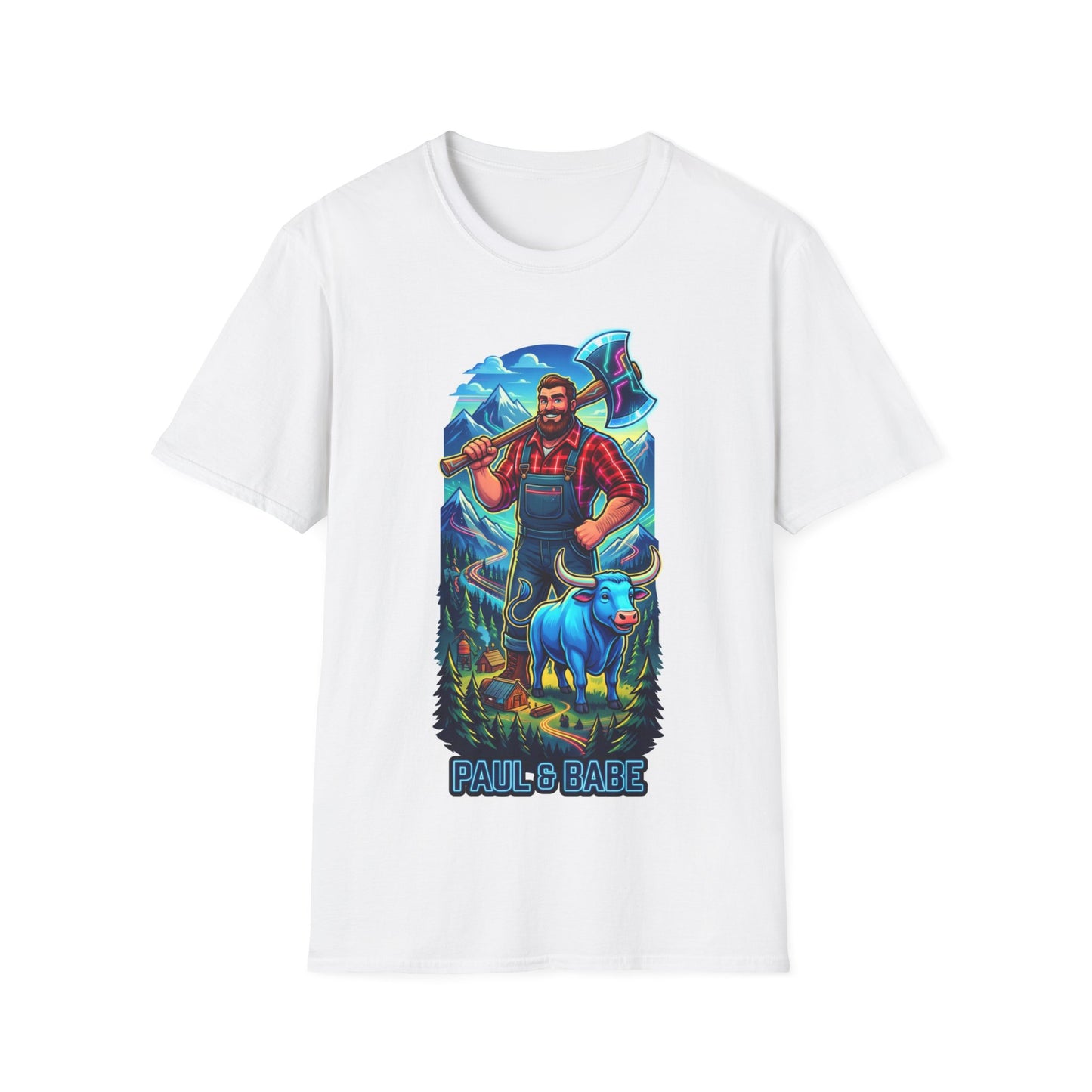 Lumberjack Mountain Tee — Retro Woodsman Axe Graphic T-Shirt