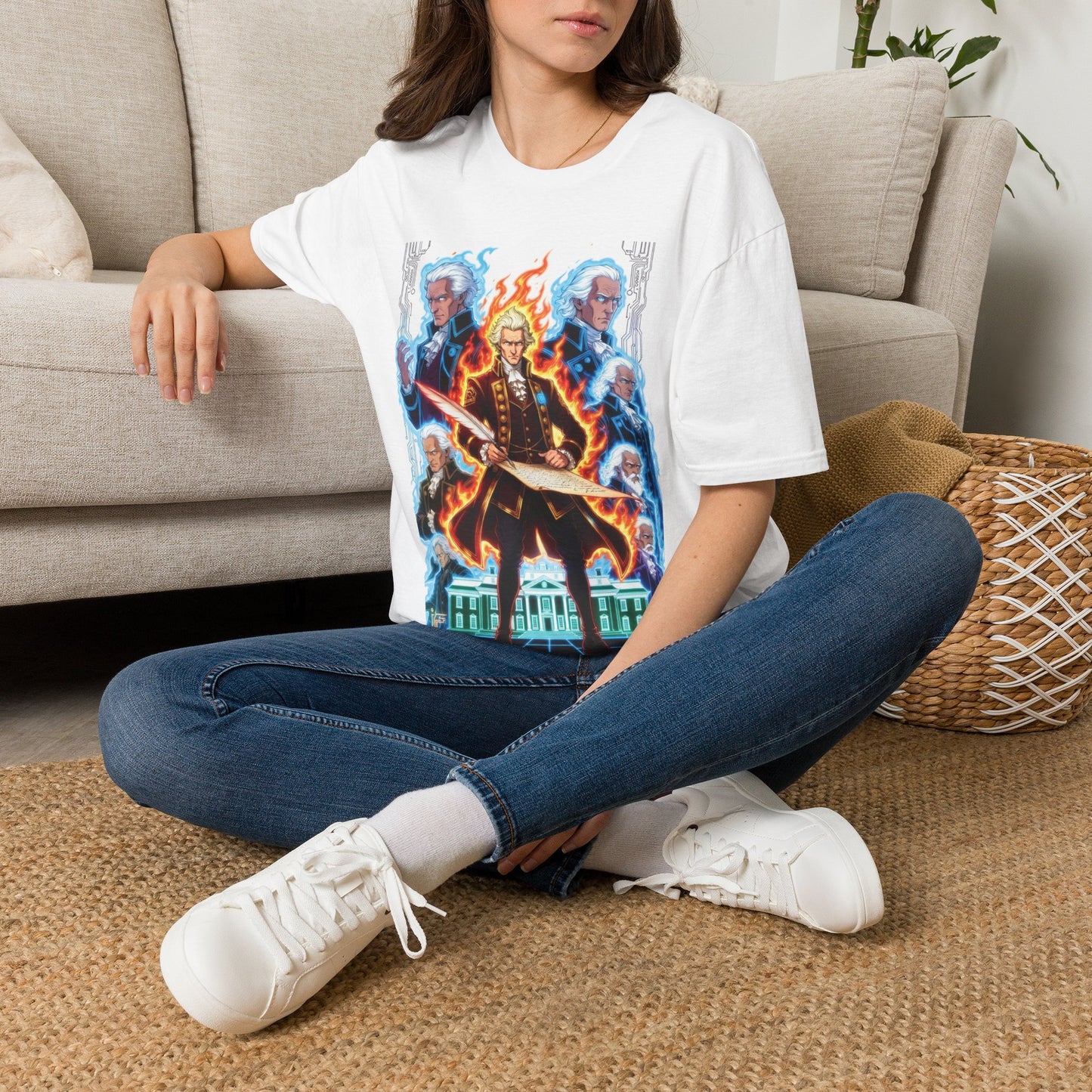 Anime Flame Sword T-Shirt — Epic Fire Warrior Graphic Tee