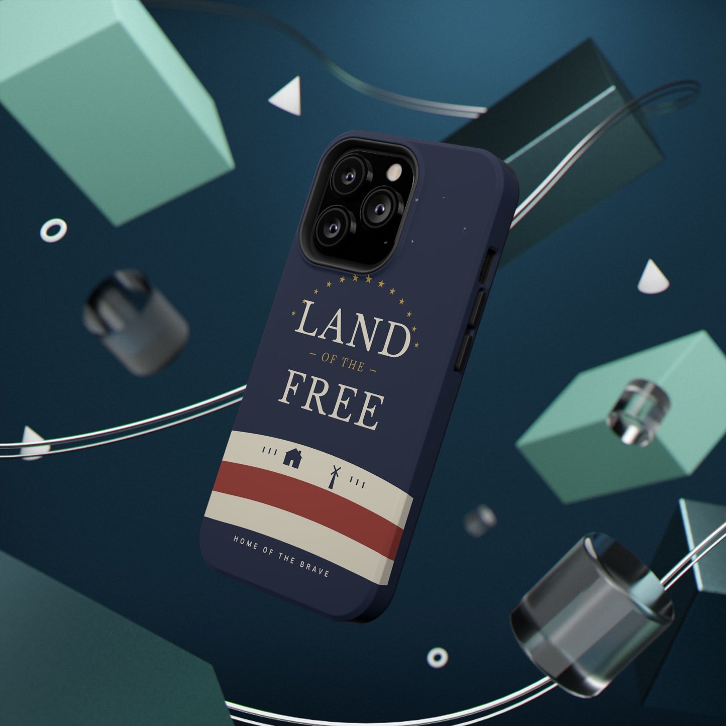 Land of the Free iPhone Impact-Resistant Case — Patriotic Stars & Stripes Phone Cover