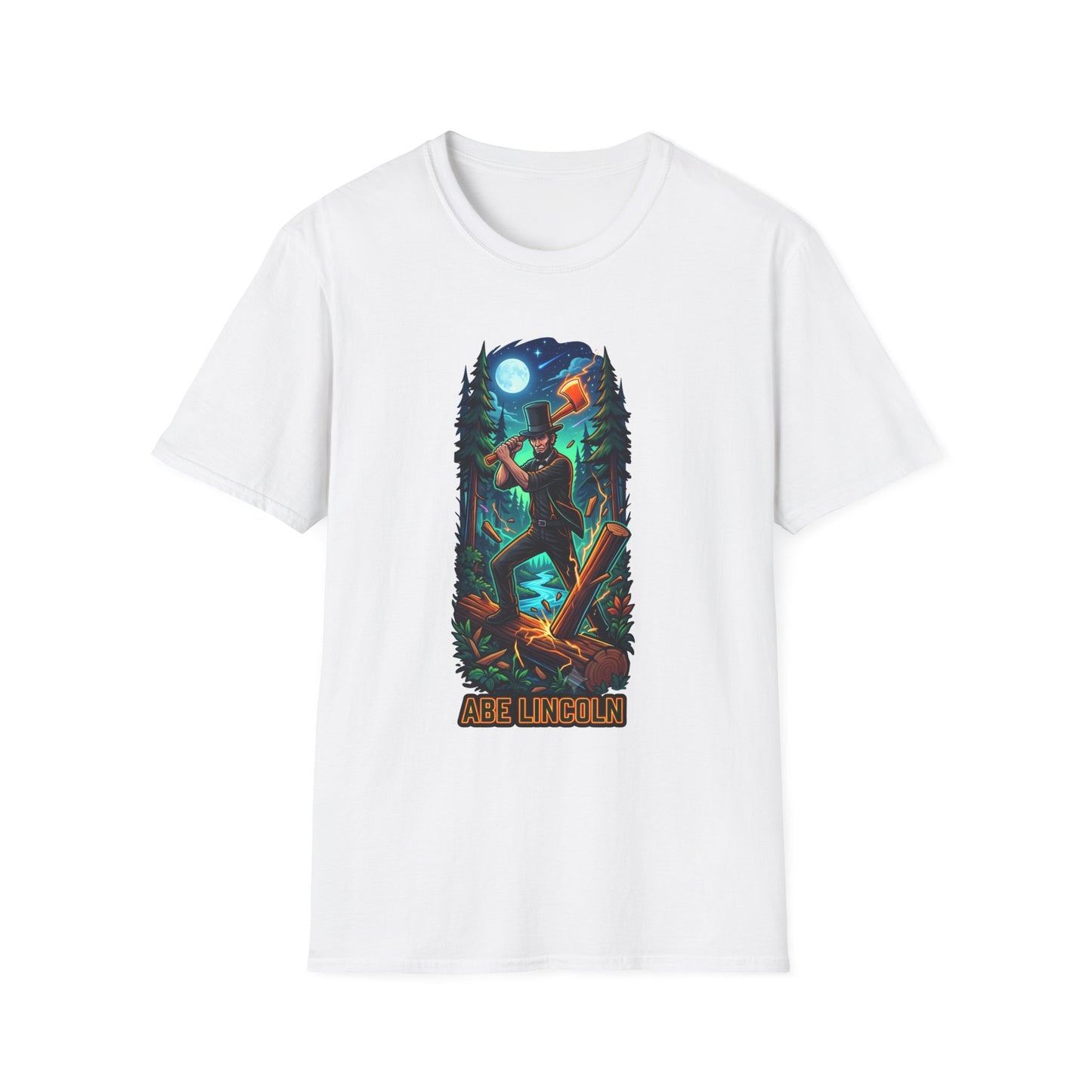 Lumberjack Moon T-Shirt — Night Forest Axeman Graphic Tee