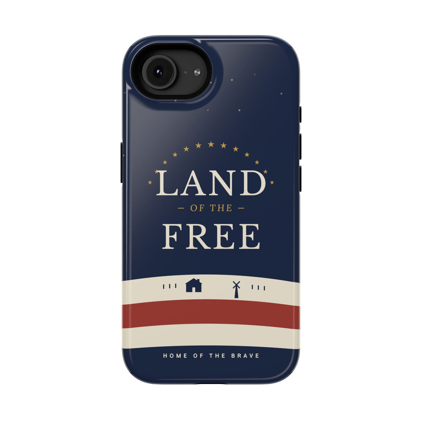 Land of the Free iPhone Impact-Resistant Case — Patriotic Stars & Stripes Phone Cover