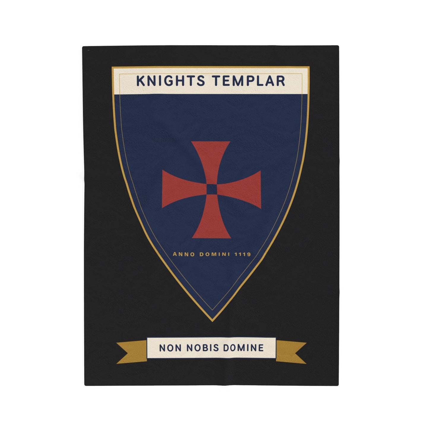 Knights Templar Shield Velveteen Plush Blanket – 'Non Nobis Domine' Heraldic Throw