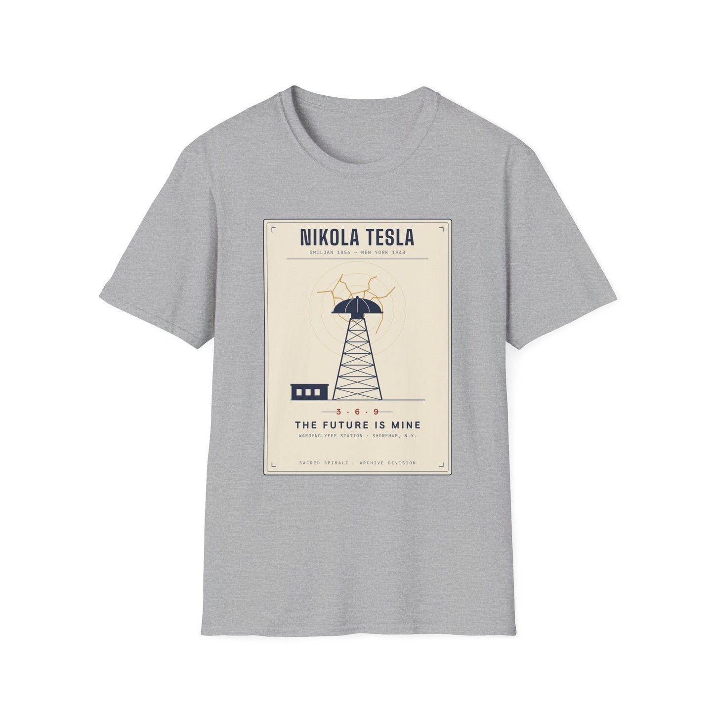 Tesla Poster T‑Shirt — "Nikola Tesla: The Future Is Mine" Vintage Science Tee