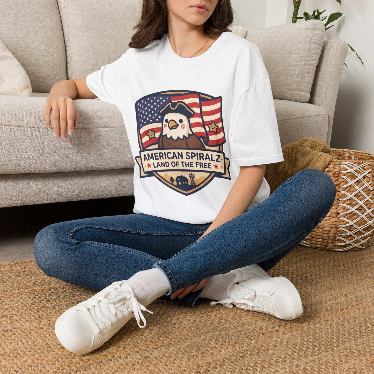 Patriotic Eagle T-Shirt — "American Spiralz: Land of the Free"