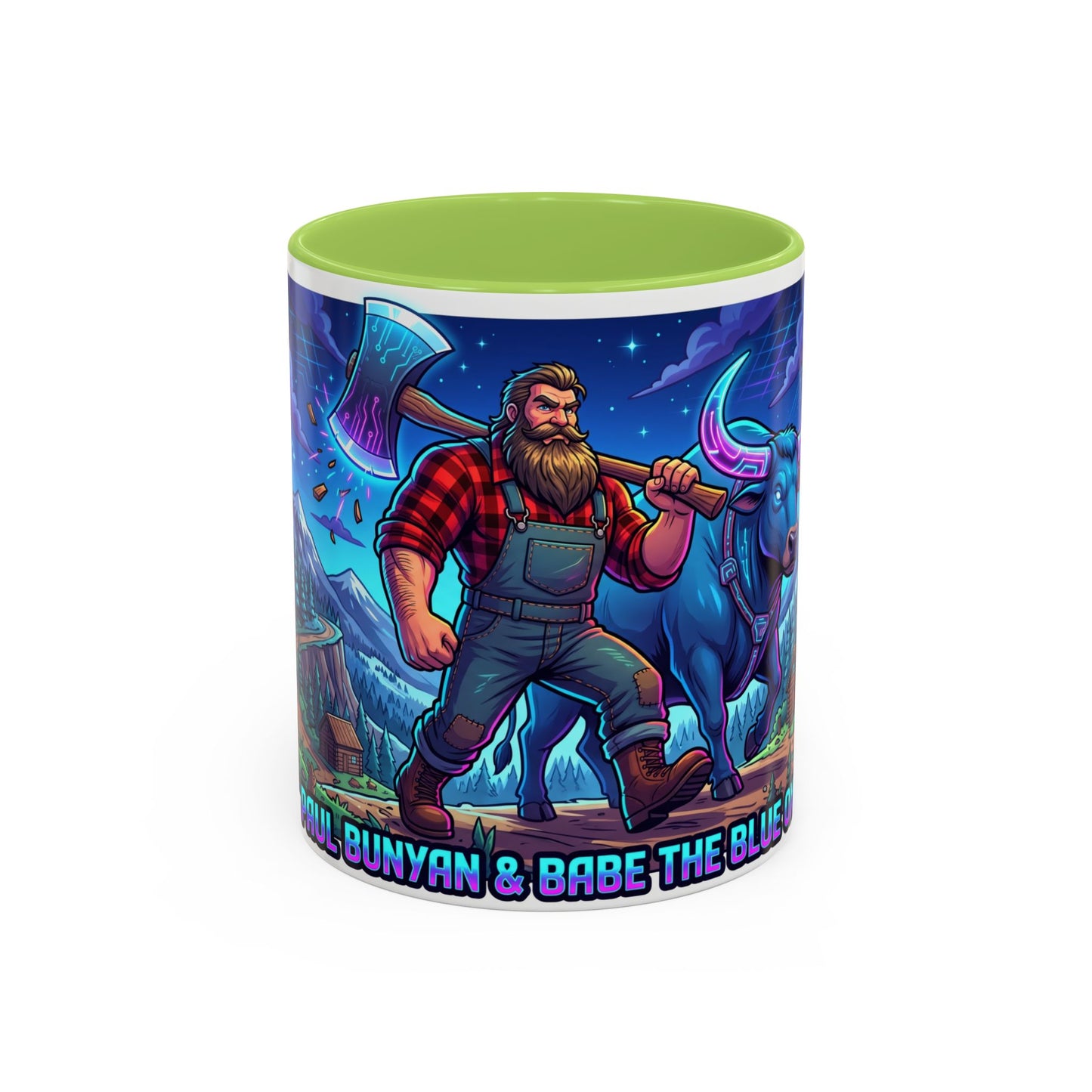 Paul Bunyan & Babe the Blue Ox Coffee Mug — Rustic Lumberjack Accent Mug