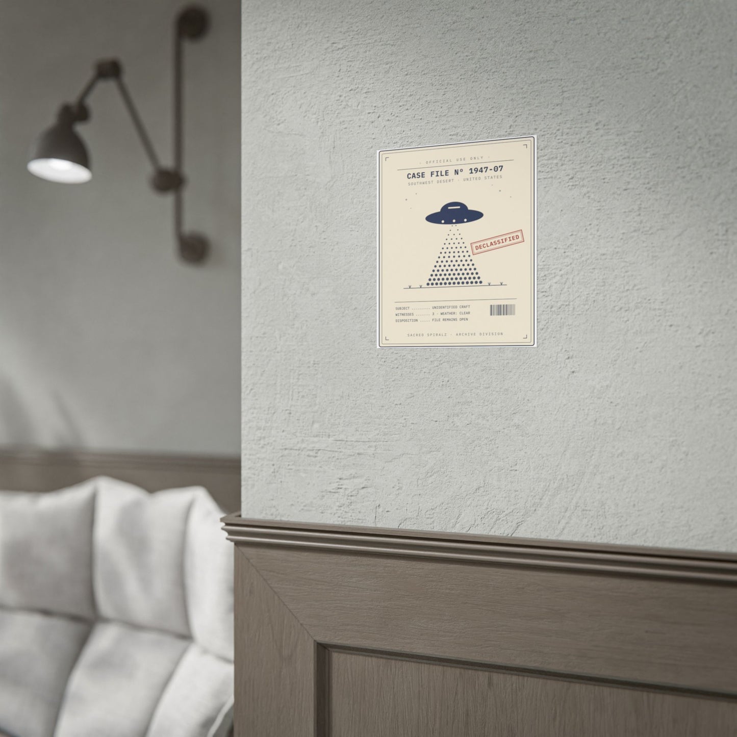 UFO Case File Poster – 'Case File No. 1947-07' Declassified Alien Abduction Wall Art