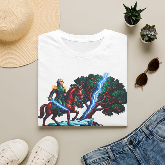Knight & Lightning Tree T-Shirt — Cloaked Rider Fantasy Tee
