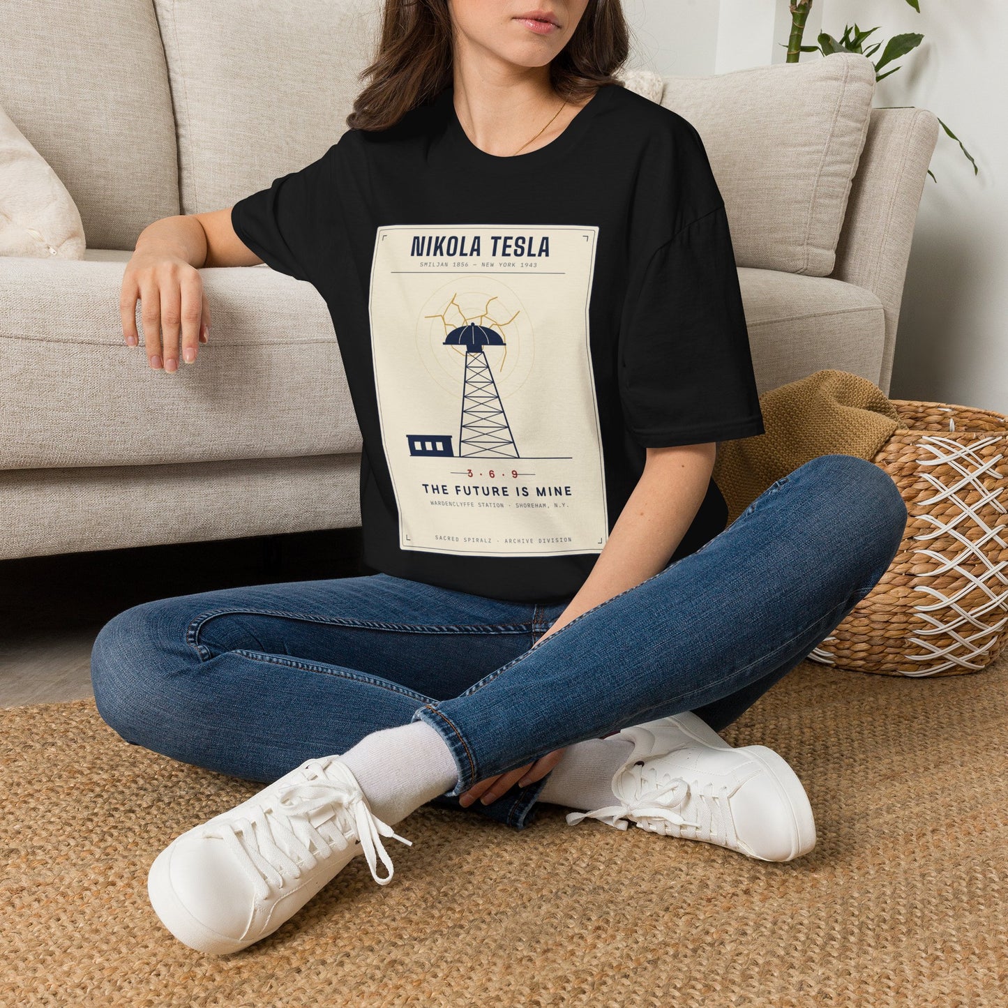 Tesla Poster T‑Shirt — "Nikola Tesla: The Future Is Mine" Vintage Science Tee