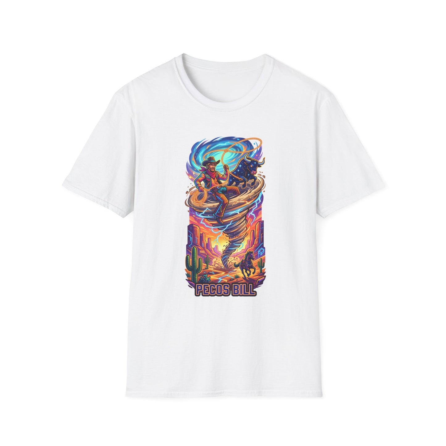 T-Shirt — 'Ride the Storm' Colorful Surfer Cosmic Wave Graphic Tee