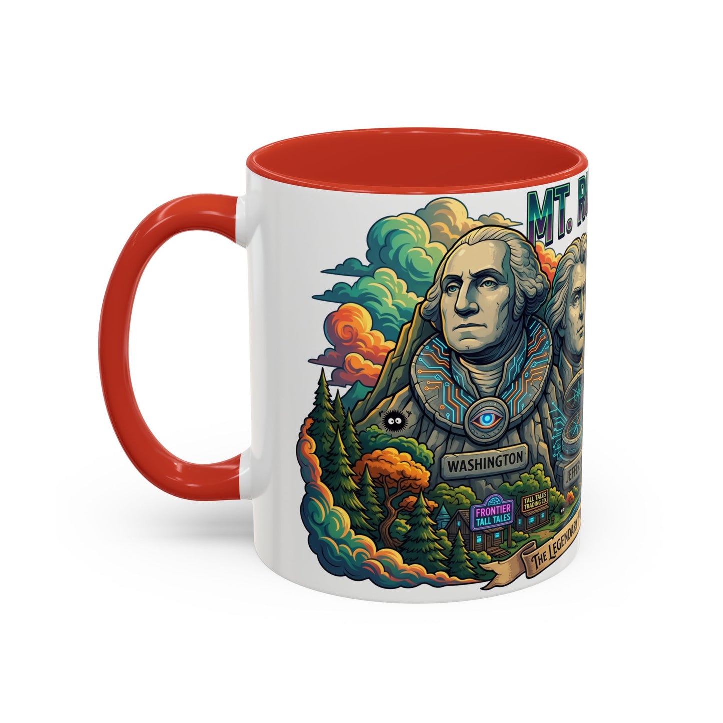 Mt. Rushmore Illustrated Accent Coffee Mug — Patriotic Presidents Art